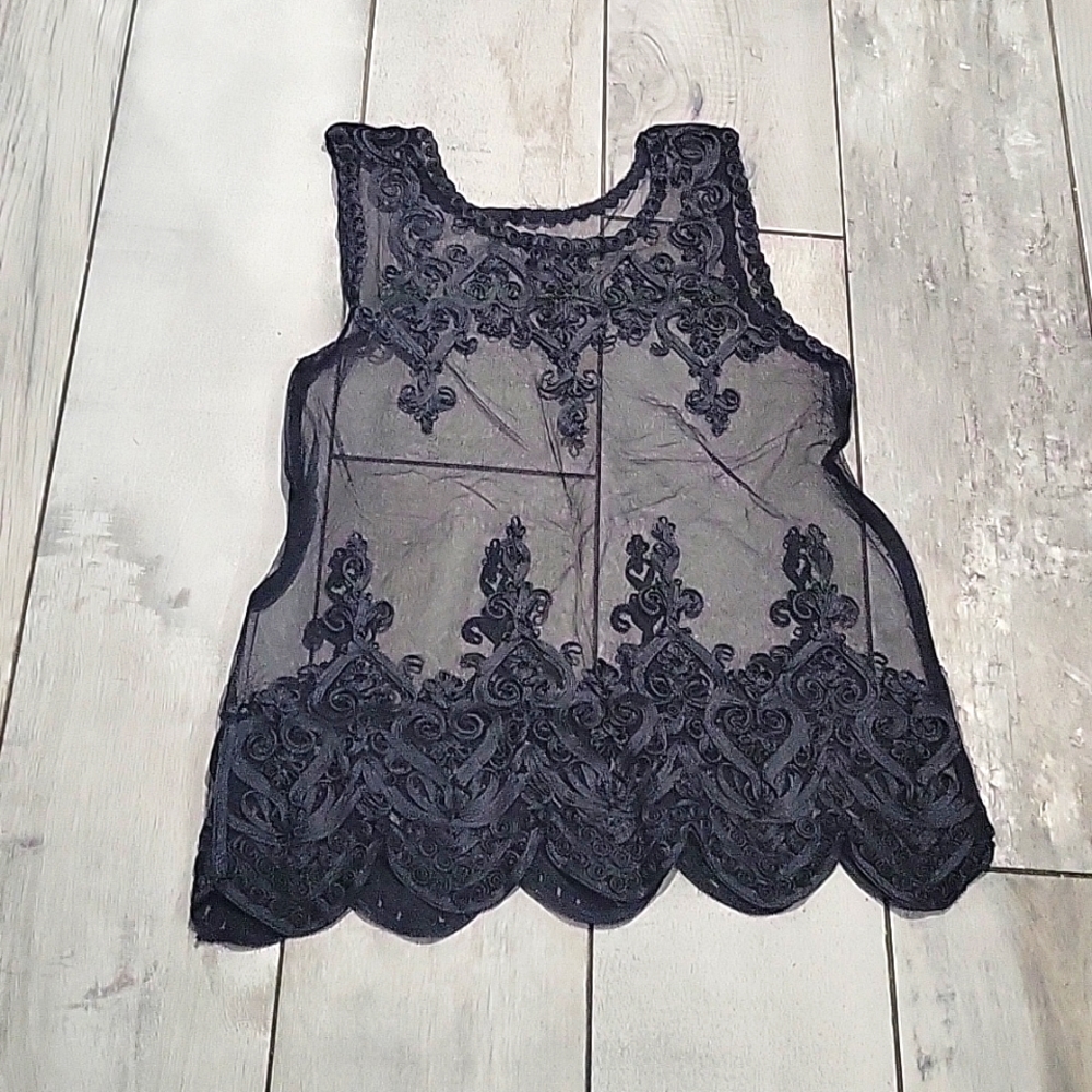 Unknown Source black see through cover up with beautiful detailing Size small